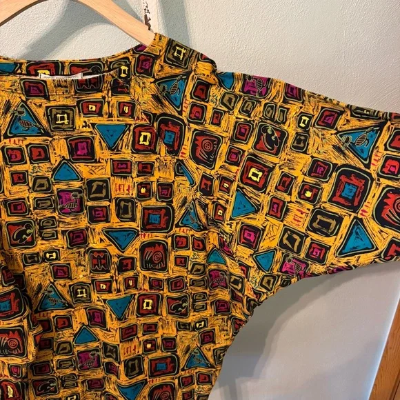 Vintage Anne Pinkerton Abstract Tribal Geometric Cotton Top Made in Japan Size M - Picture 4 of 11